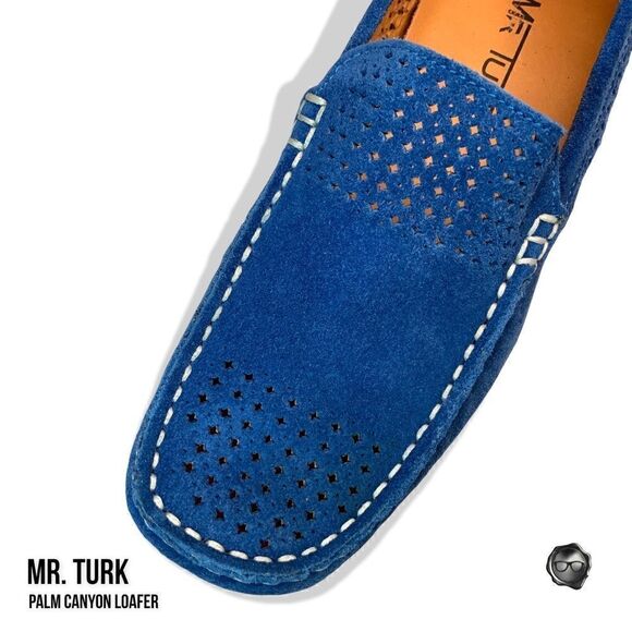 MR TURK PALM CANYON LOAFERS IN BLUE SUEDE DRIVING MOCCASINS MEN’S SIZE 7 & 8 - Picture 9 of 11